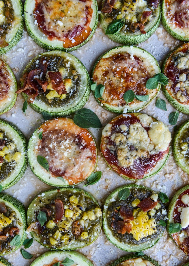 mini zucchini pizzas, three ways I howsweeteats.com