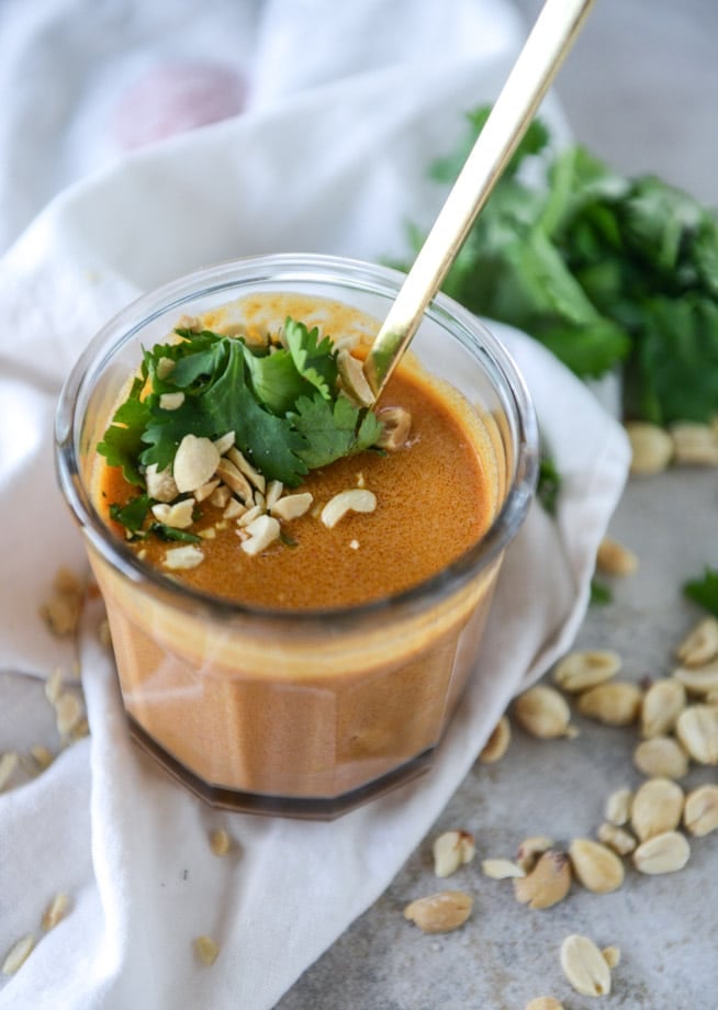 salmon with thai curry peanut sauce and coconut cilantro rice I howsweeteats.com