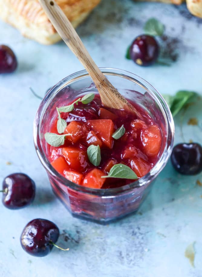 puff pastry pop tarts with goat cheese and cherry peach chutney I howsweeteats.com