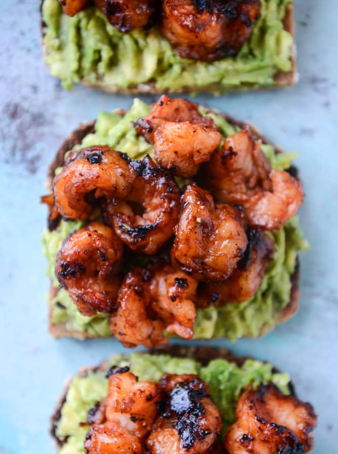BBQ shrimp and lime avocado toast I howsweeteats.com