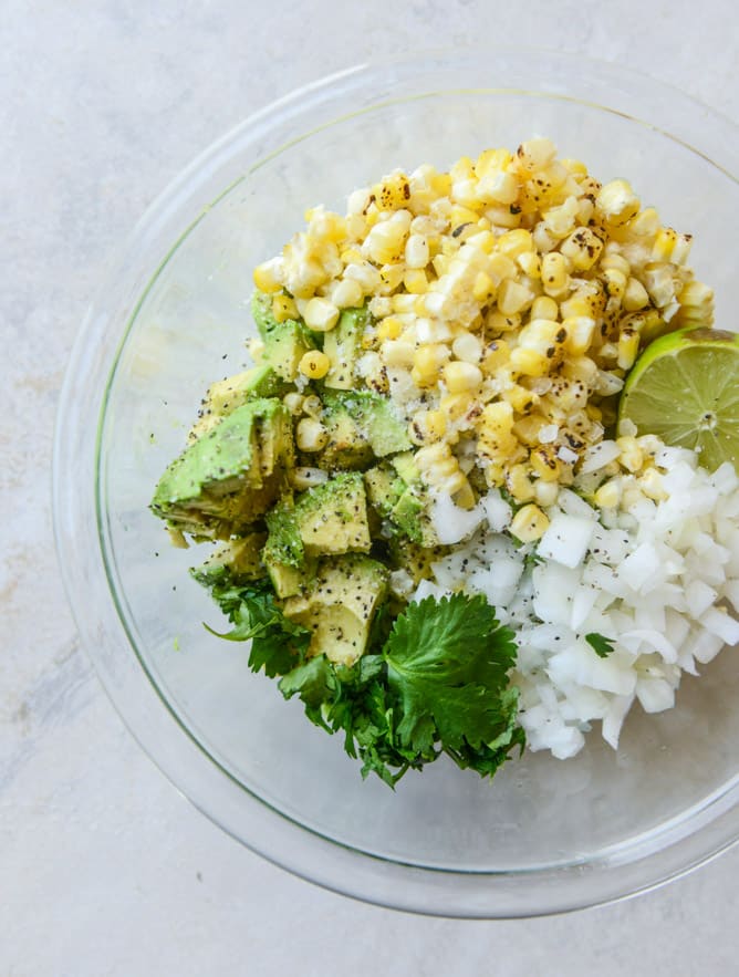 chicken tinga tacos with grilled corn guacamole by @howsweeteats I howsweeteats.com