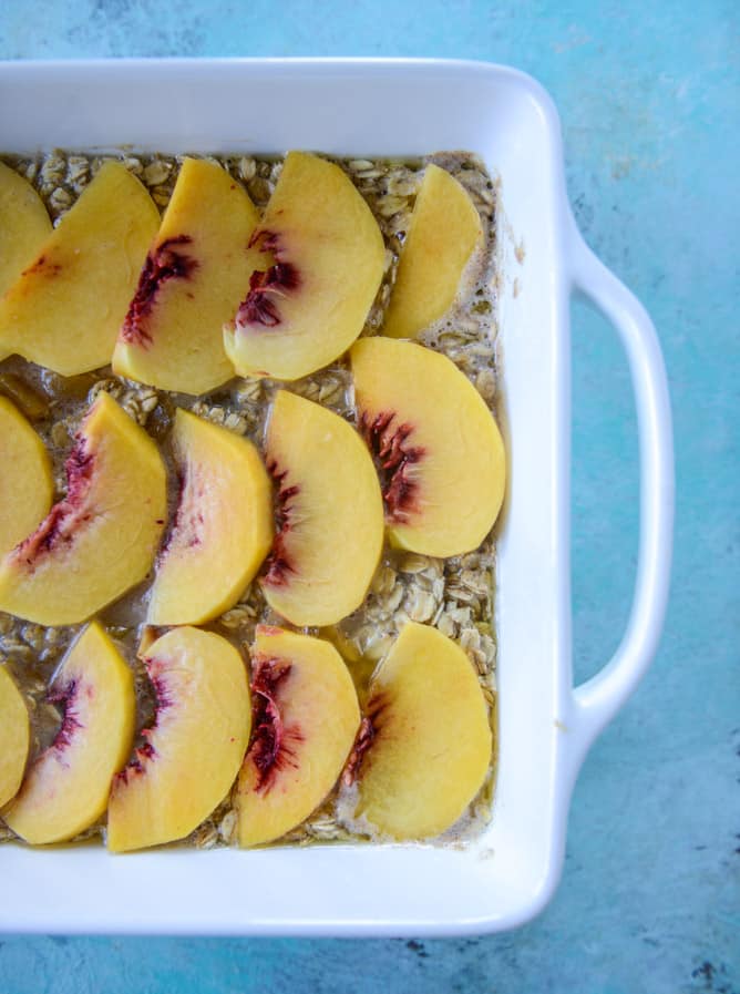 baked peaches and cream oatmeal I howsweeteats.com