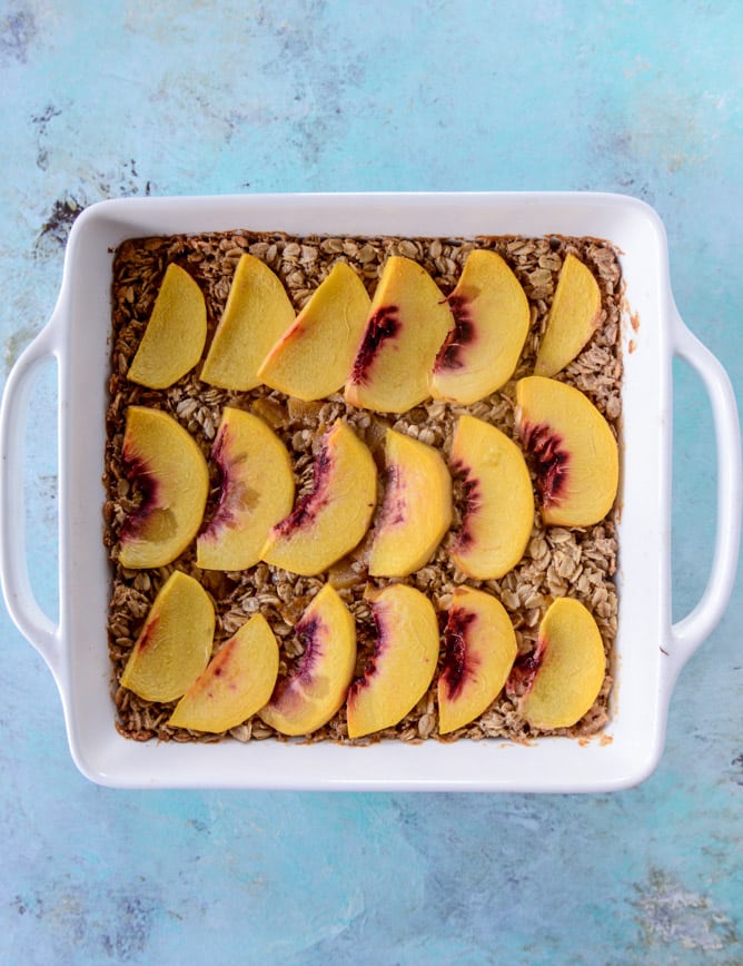 baked peaches and cream oatmeal I howsweeteats.com