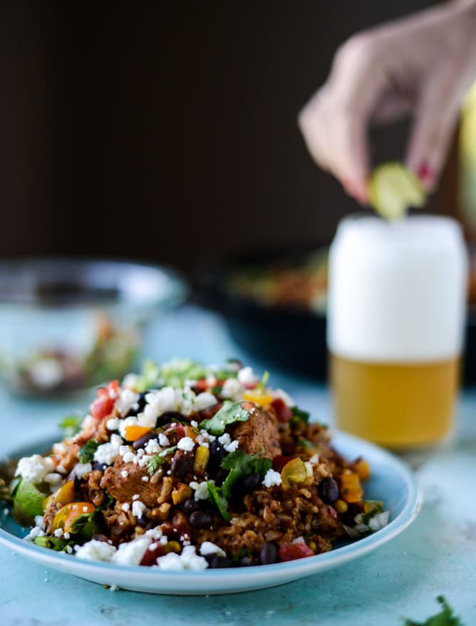 one pot burrito chicken and rice I howsweeteats.com