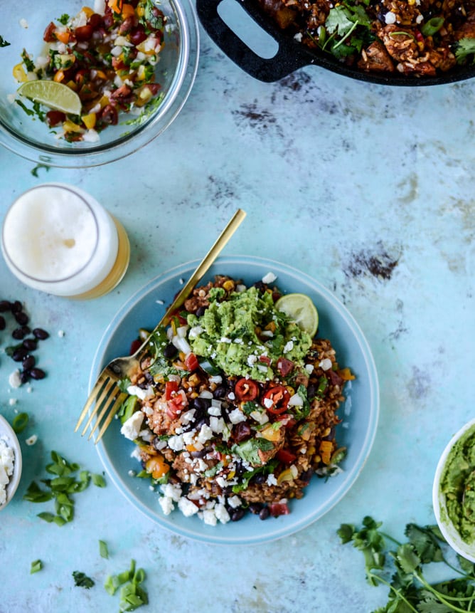 one pot burrito chicken and rice I howsweeteats.com