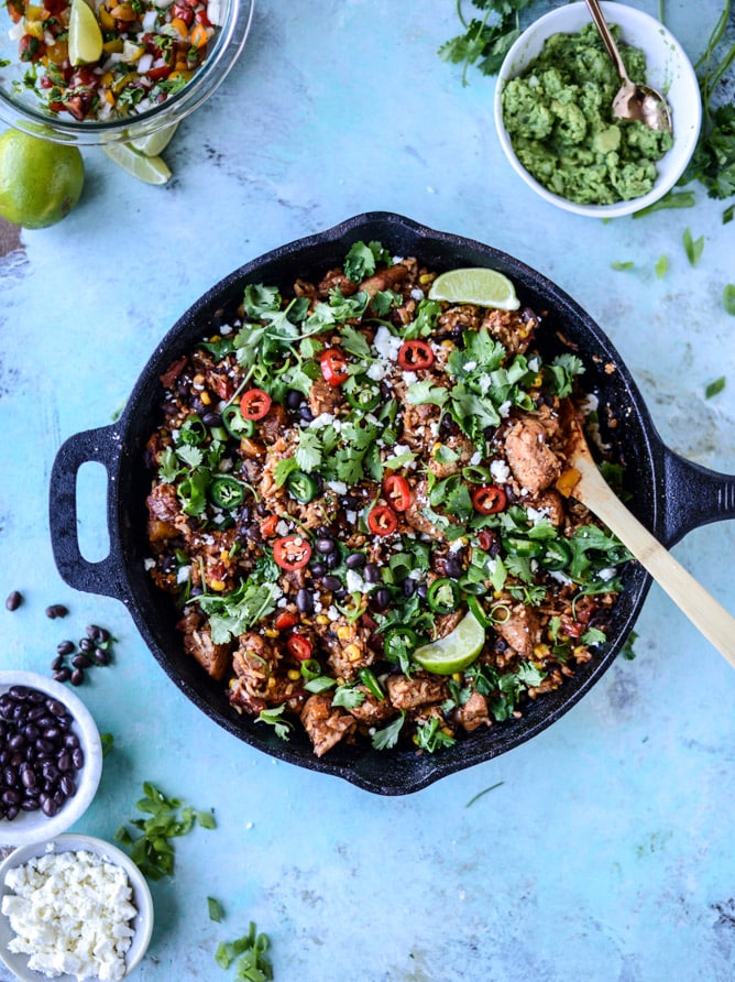 one pot burrito chicken and rice I howsweeteats.com