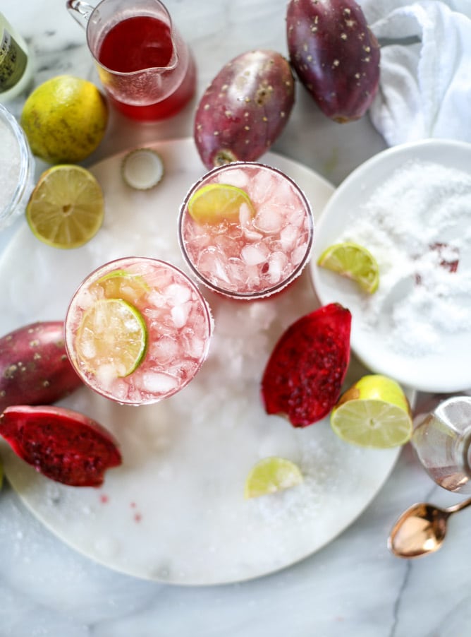 prickly pear and ginger beer margaritas I howsweeteats.com 