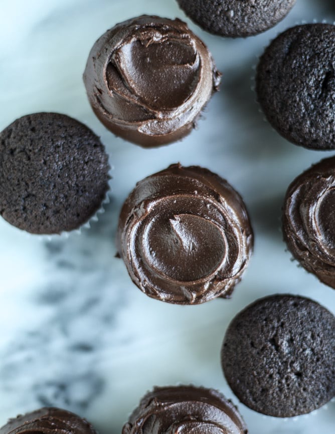 devil's food cupcakes with pomegranate sugar shards I howsweeteats.com