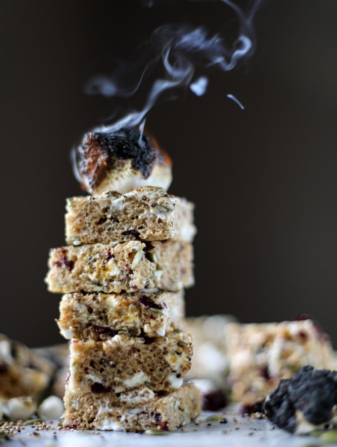 toasted marshmallow harvest rice krispie treats I howsweeteats.com