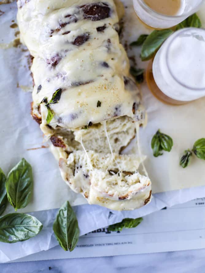 beer cheese soft pretzel garlic bread I howsweeteats.com