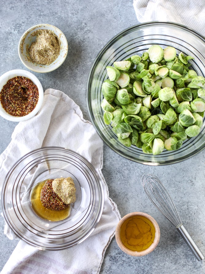 mustard roasted brussels sprouts I howsweeteats.com 