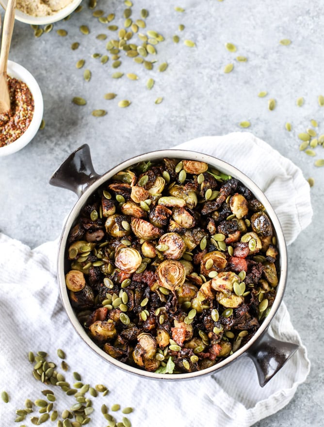 mustard roasted brussels sprouts I howsweeteats.com 