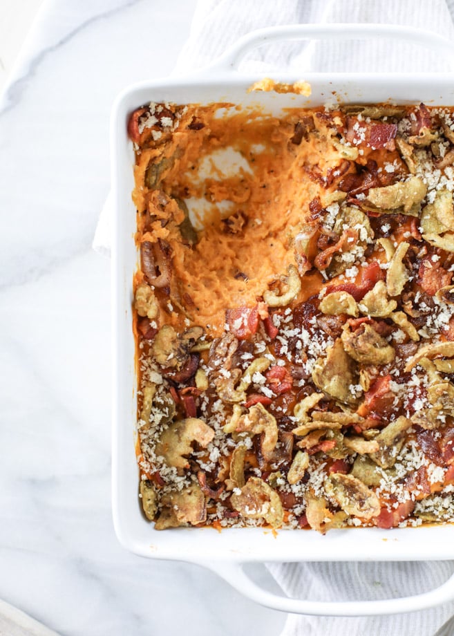 savory sweet potato casserole I howsweeteats.com