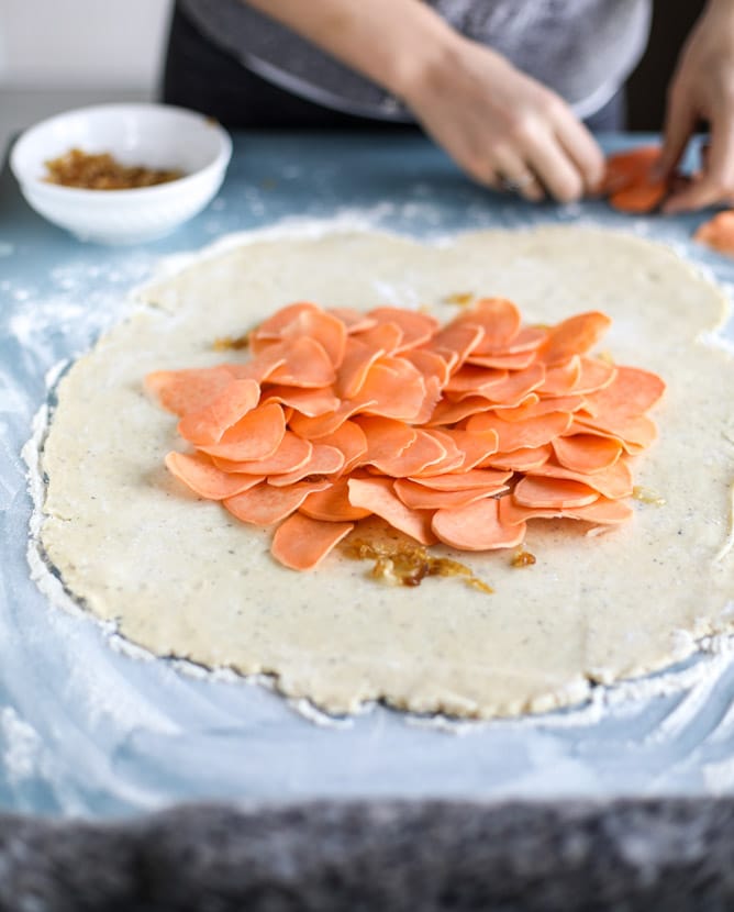 sweet potato galette with caramelized shallots I howsweeteats.com