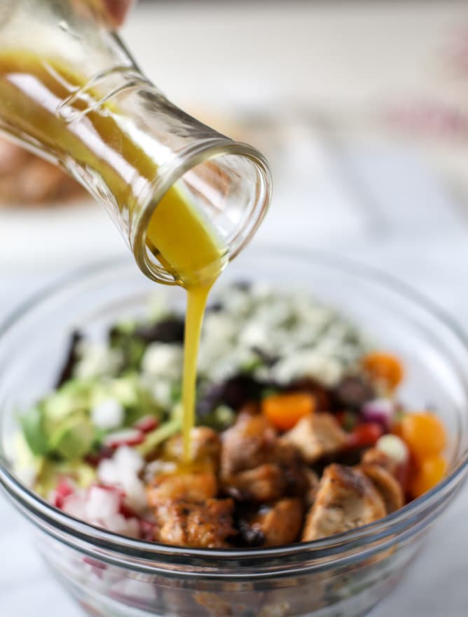 honey mustard chicken chopped salad I howsweeteats.com