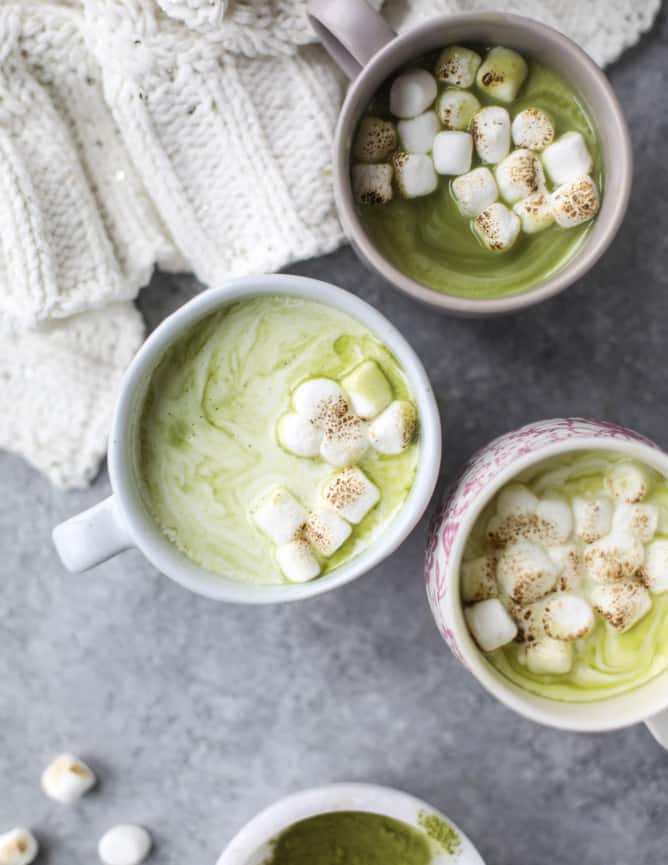 matcha honey hot chocolate with toasted marshmallows I howsweeteats.com 
