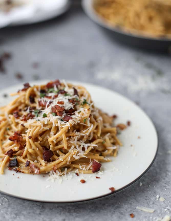 butternut squash spaghetti carbonara I howsweeteats.com 