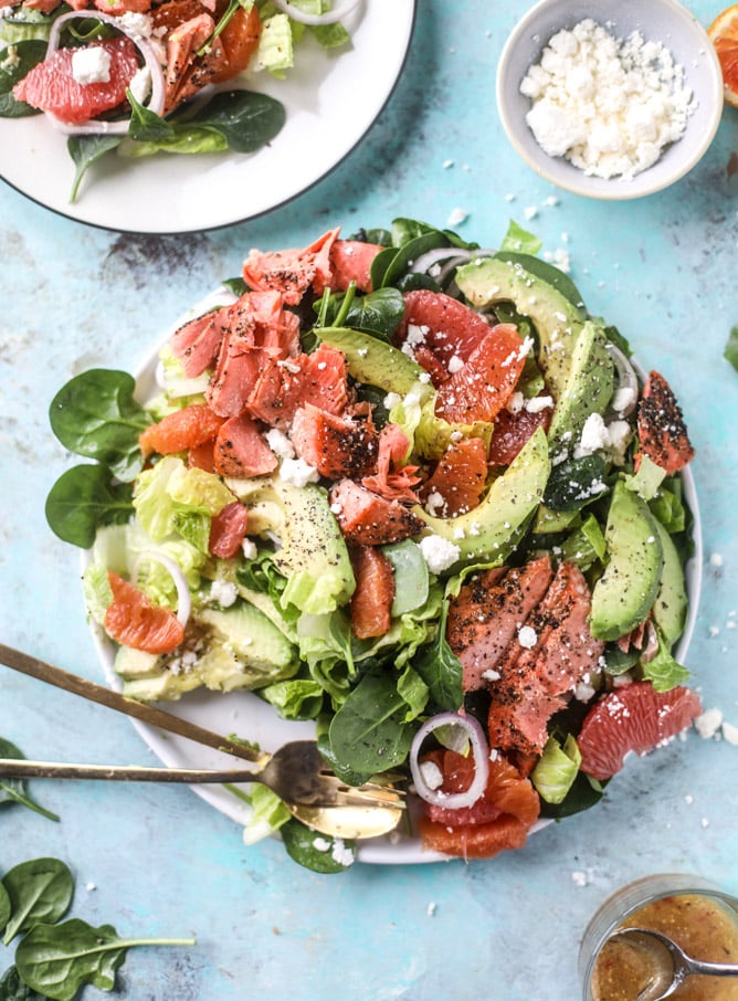 salmon citrus salad with avocado I howsweeteats.com 