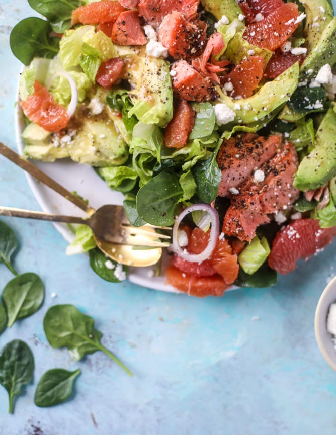 salmon citrus salad with avocado I howsweeteats.com 