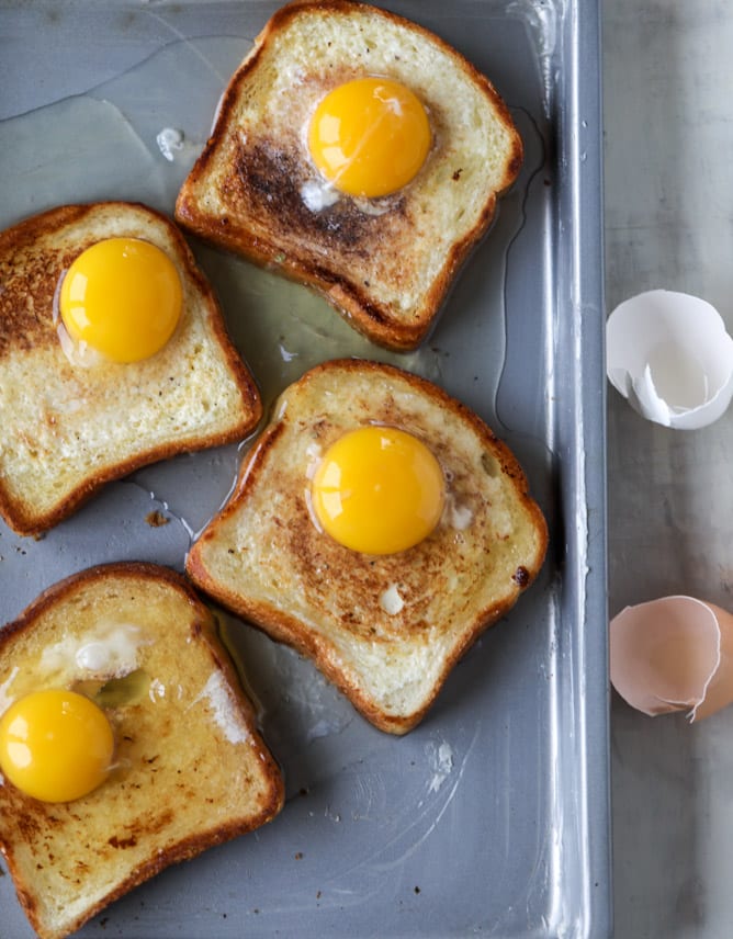 baked toast and eggs in cream I howsweeteats.com 
