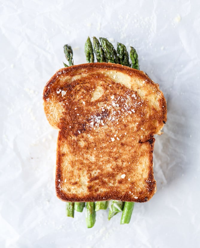 asparagus grilled cheese with brown butter & dijon I howsweeteats.com 