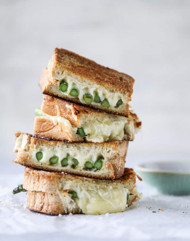 asparagus grilled cheese with brown butter & dijon I howsweeteats.com 