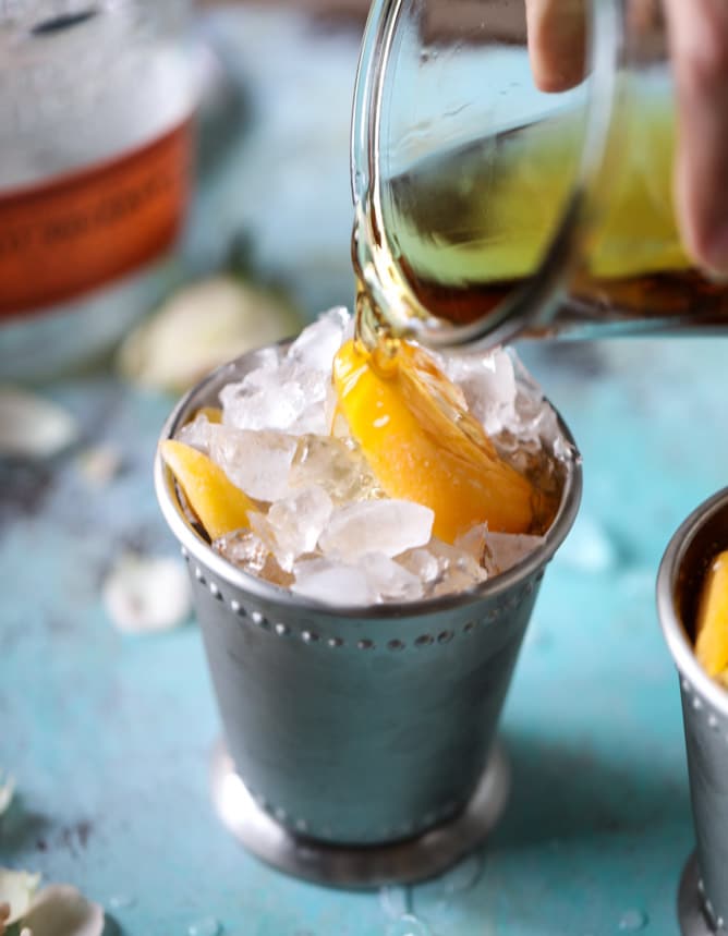 frozen peach and vanilla mint juleps I howsweeteats.com