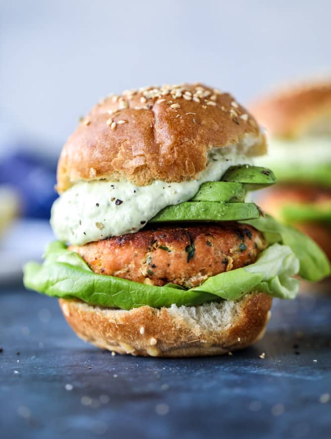 green goddess salmon burgers I howsweeteats.com 