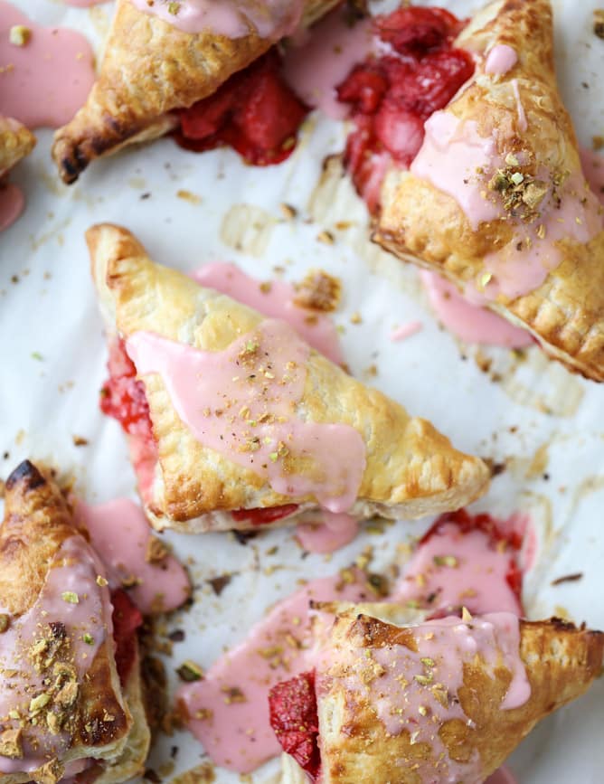 mini strawberry pistachio turnovers I howsweeteats.com 