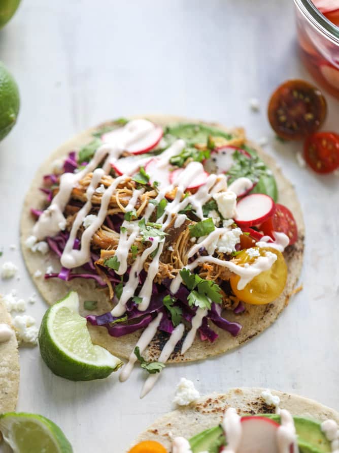 beer braised chipotle chicken tacos I howsweeteats.com