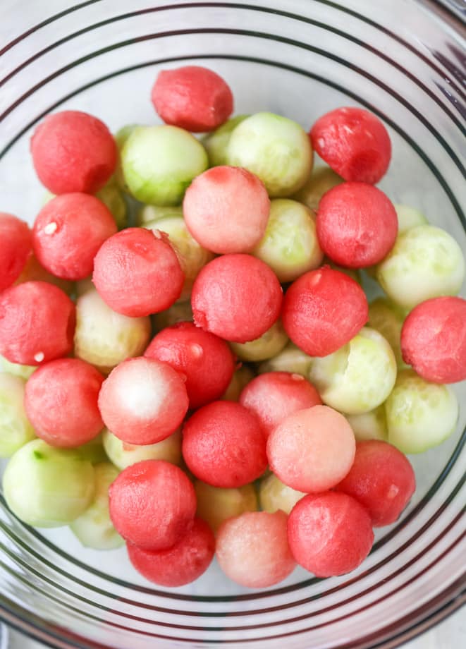 marinated mozzarella melon salad I howsweeteats.com 