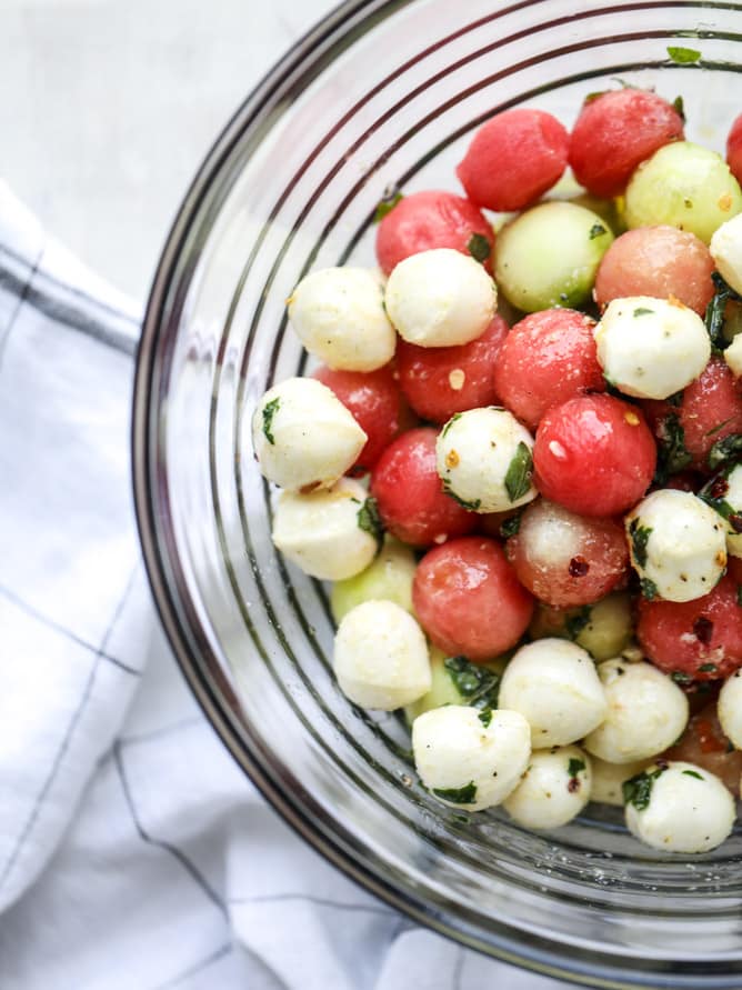 marinated mozzarella melon salad I howsweeteats.com 