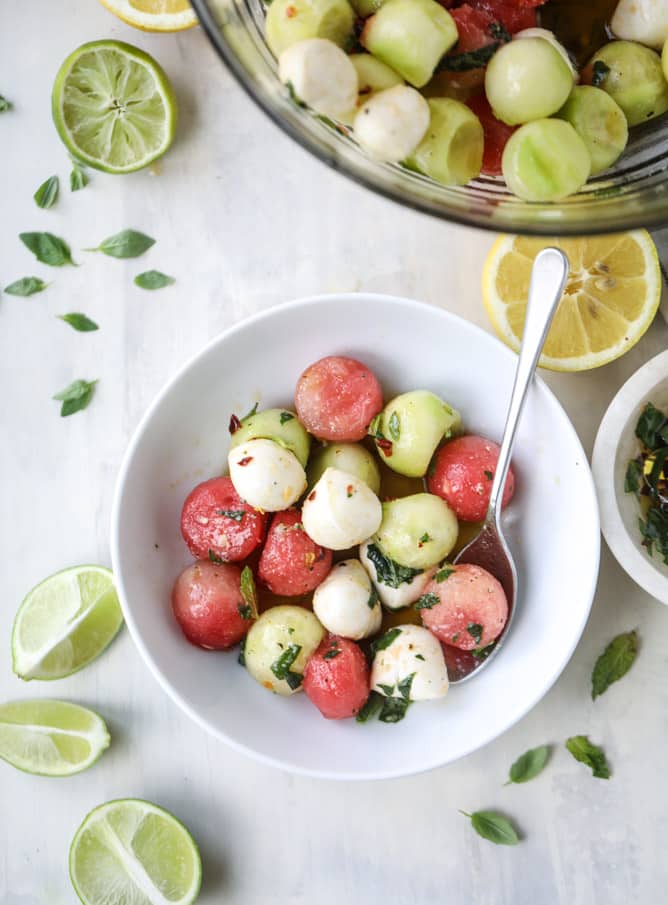 marinated mozzarella melon salad I howsweeteats.com 