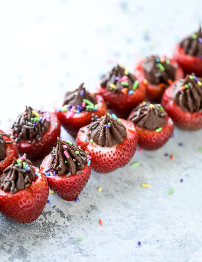 coconut chocolate mousse filled strawberries I howsweeteats.com