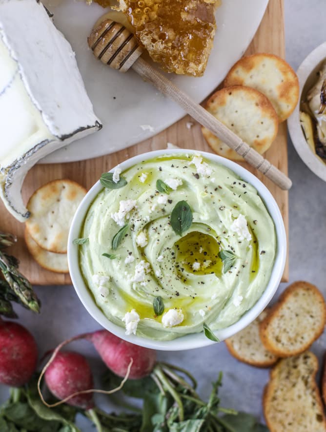 late spring cheese board with beet whipped feta I howsweeteats.com 
