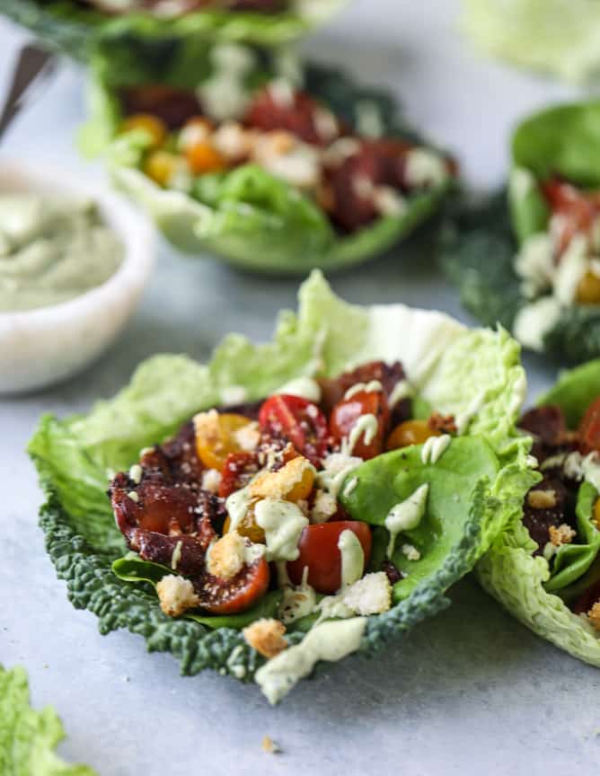 BLT Lettuce Wraps with Avocado Ranch I howsweeteats.com 