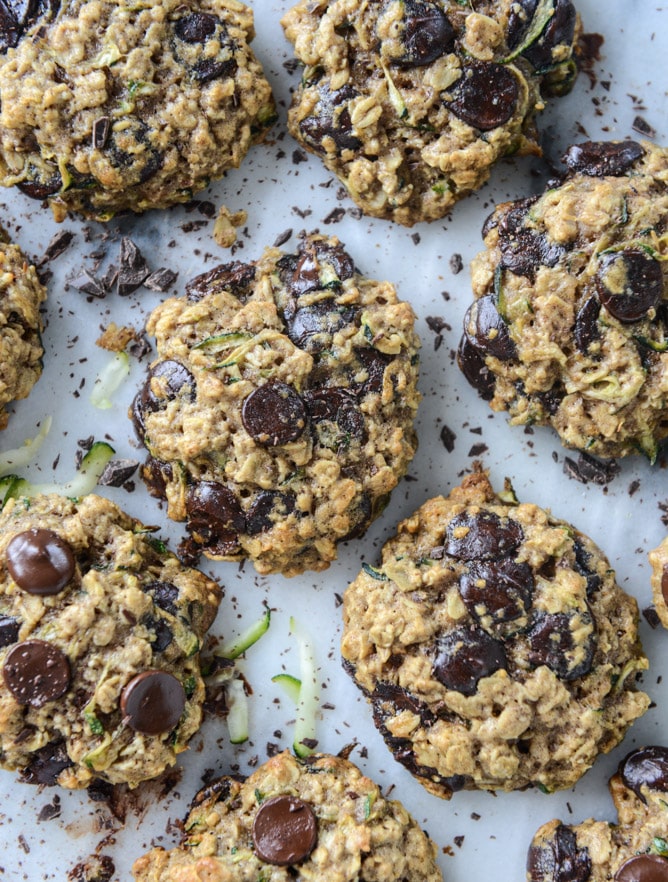 chewy oatmeal zucchini cookies I howsweeteats.com 