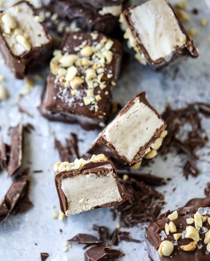 salted peanut butter ice cream bars I howsweeteats.com