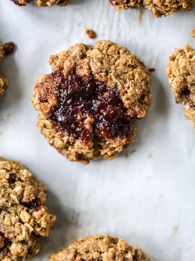peanut butter and jelly breakfast cookies I howsweeteats.com