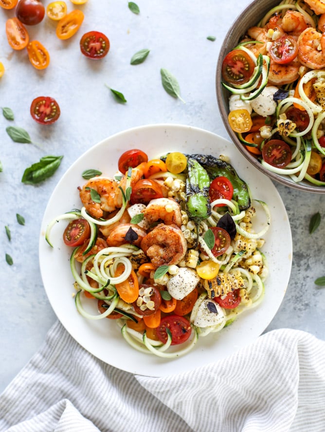summer shrimp zoodle bowls I howsweeteats.com