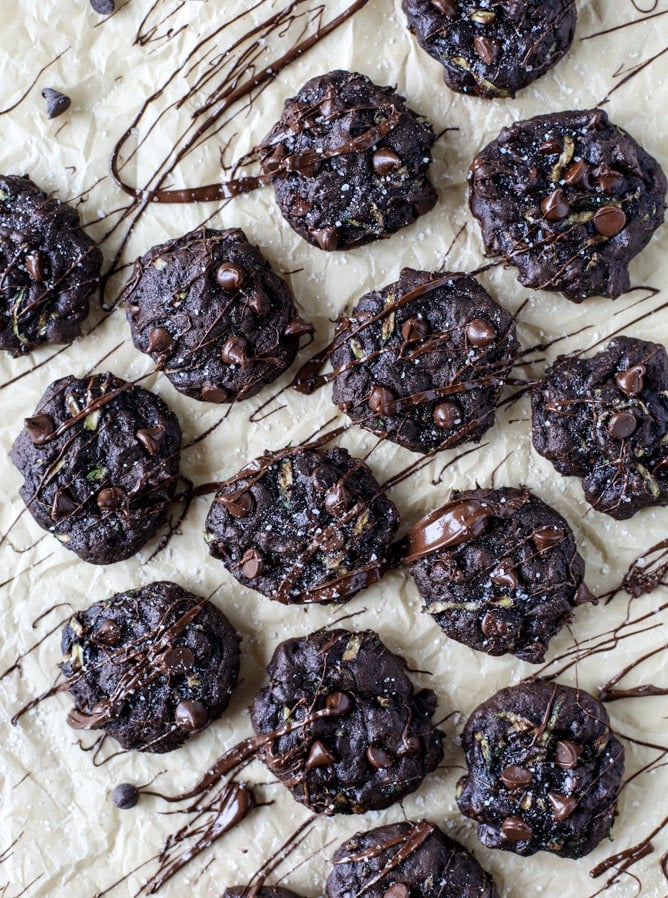 double chocolate zucchini cookies with sea salt I howsweeteats.com