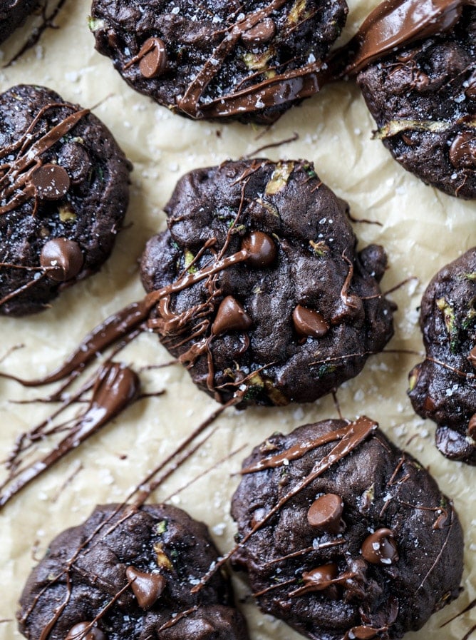 double chocolate zucchini cookies with sea salt I howsweeteats.com