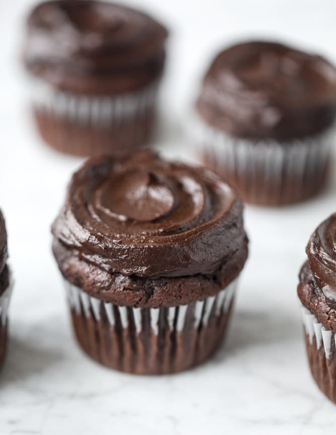 chocolate zucchini cupcakes with avocado frosting I howsweeteats.com