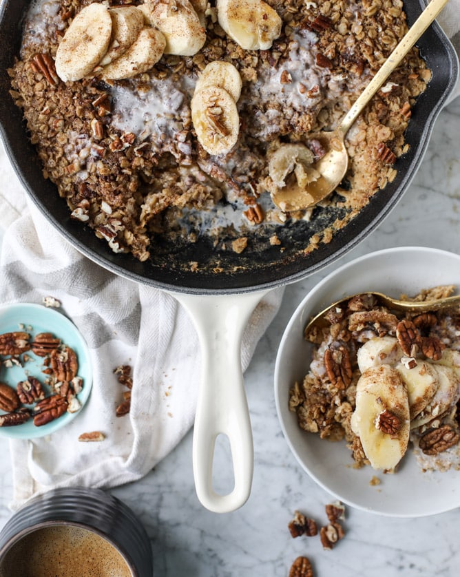 banana, bourbon and pecan baked oatmeal I howsweeteats.com