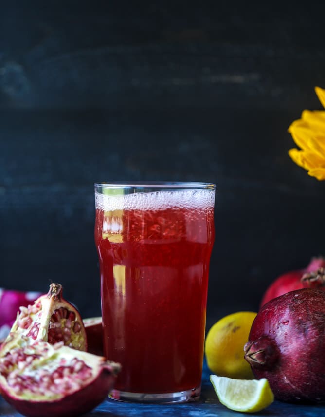 pomegranate shandy recipe I howsweeteats.com