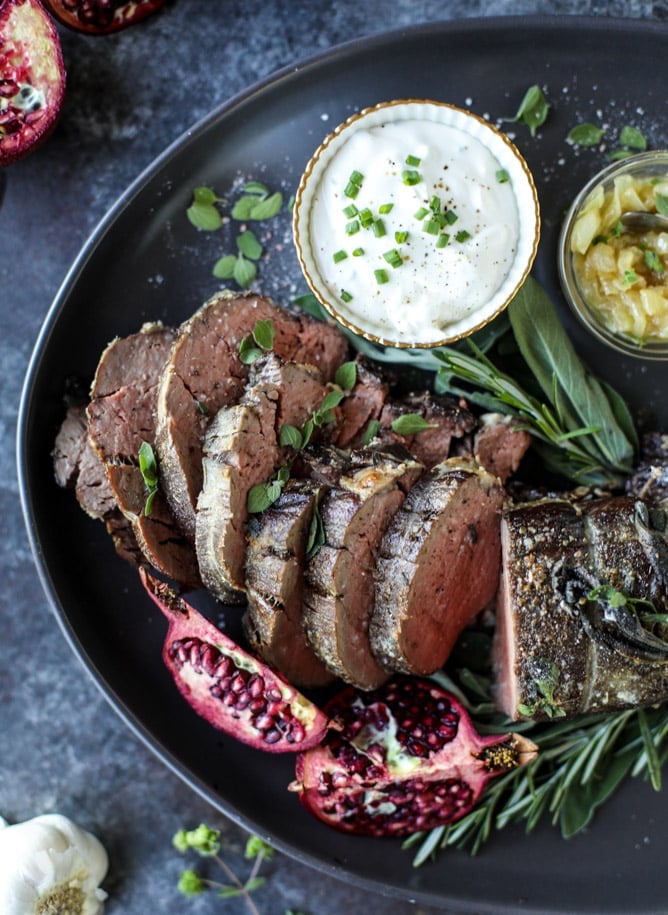herb and butter roasted beef tenderloin I howsweeteats.com #beef #tenderloin #christmas #holidays #filet