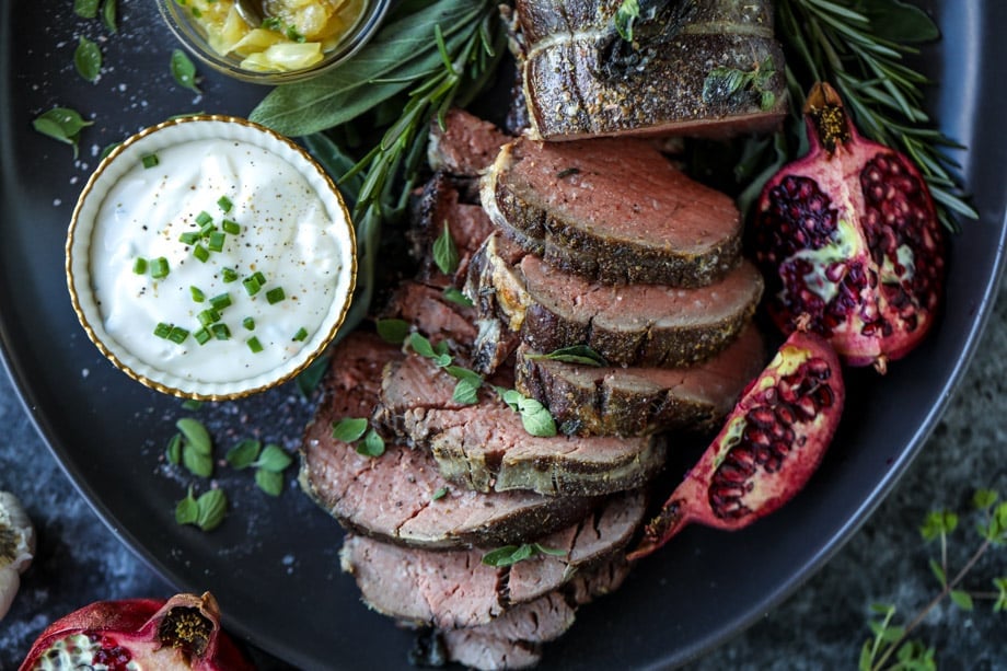 herb and butter roasted beef tenderloin I howsweeteats.com #beef #tenderloin #christmas #holidays #filet