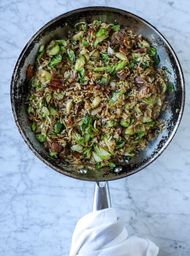 bacon brussels sprouts fried rice I howsweeteats.com