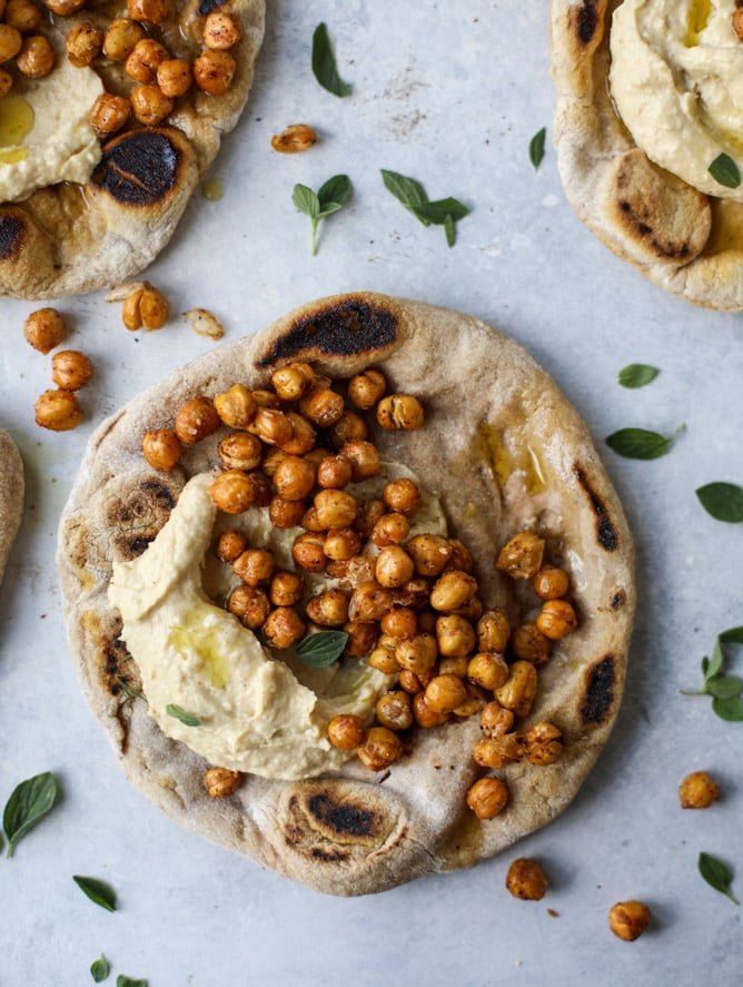 crunchy roasted chickpea pitas I howsweeteats.com #chickpeas #vegetarian 