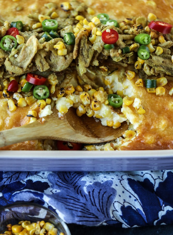 jalapeño corn soufflé I howsweeteats.com #christmas #holidays #corn #pudding #side dish